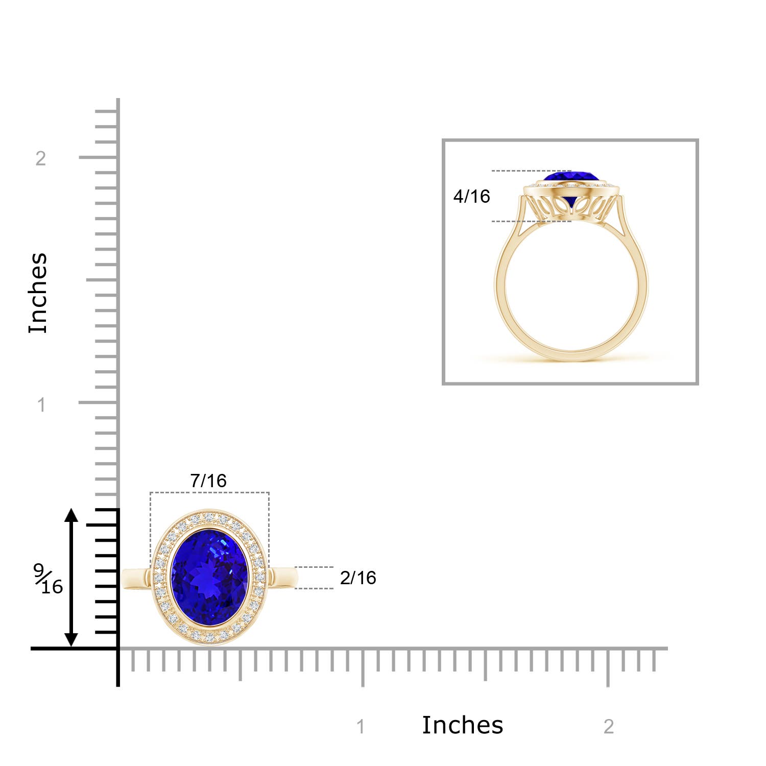 AAAA - Tanzanite / 2 CT / 14 KT Yellow Gold