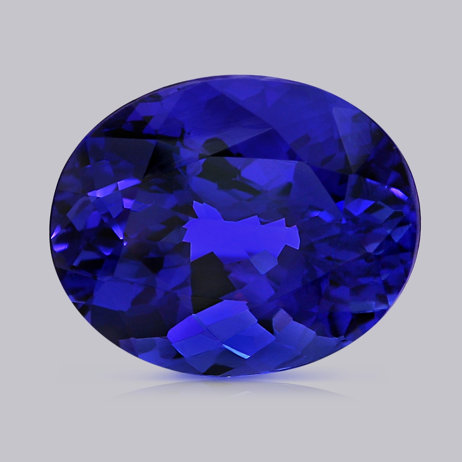 15.67x12.90x9.18mm AAAA Bezel-Set GIA Certified Oval Tanzanite Halo Ring in Yellow Gold Product Image