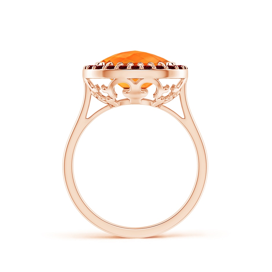10mm AAAA Cushion Citrine Cocktail Ring with Ruby Halo in Rose Gold product image