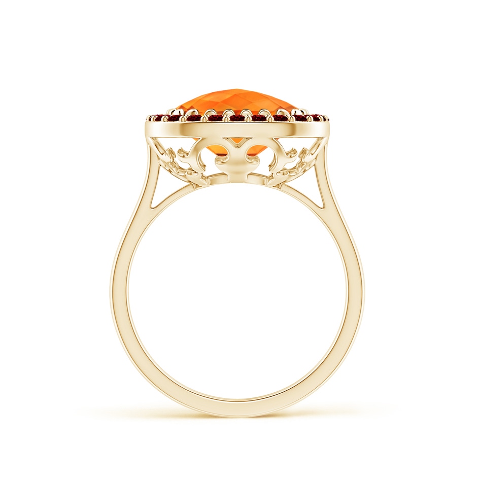 10mm AAAA Cushion Citrine Cocktail Ring with Ruby Halo in Yellow Gold product image