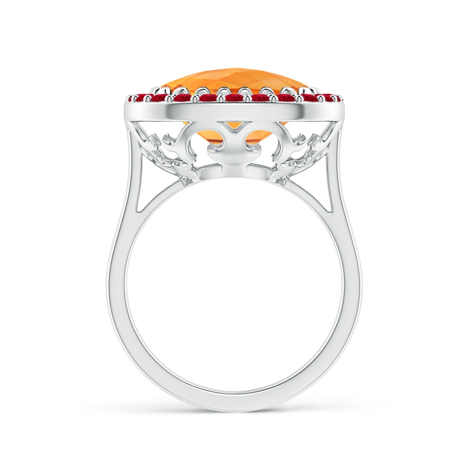 12mm AAA Cushion Citrine Cocktail Ring with Ruby Halo in White Gold product image