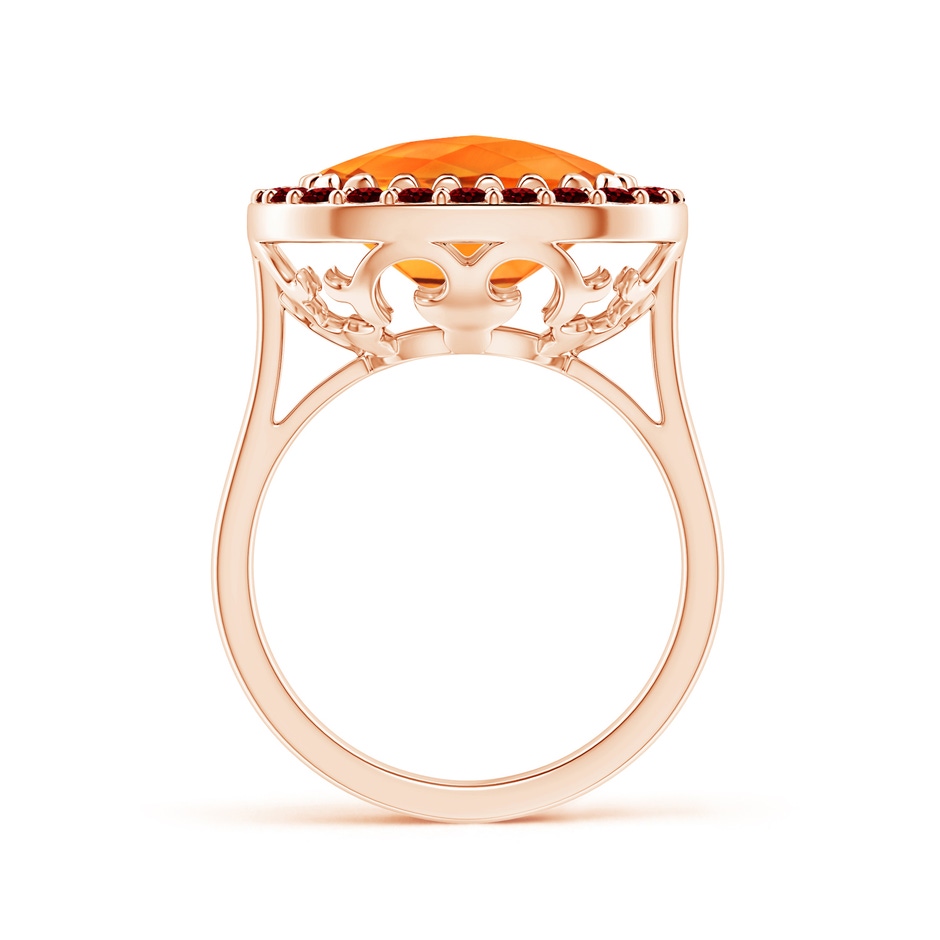 12mm AAAA Cushion Citrine Cocktail Ring with Ruby Halo in Rose Gold product image