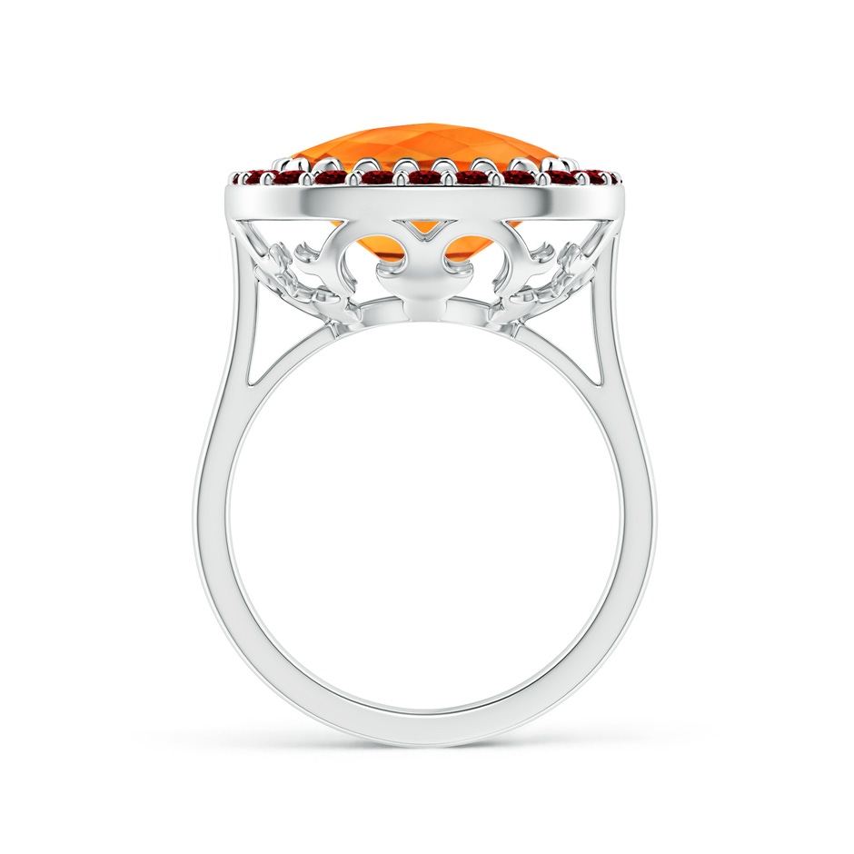 12mm AAAA Cushion Citrine Cocktail Ring with Ruby Halo in White Gold product image
