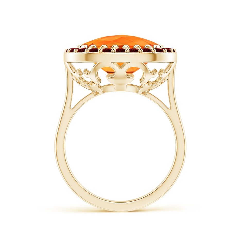 12mm AAAA Cushion Citrine Cocktail Ring with Ruby Halo in Yellow Gold product image
