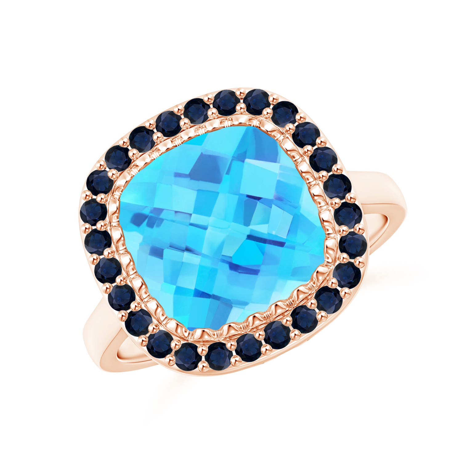 A - Swiss Blue Topaz / 5.37 CT / 14 KT Rose Gold