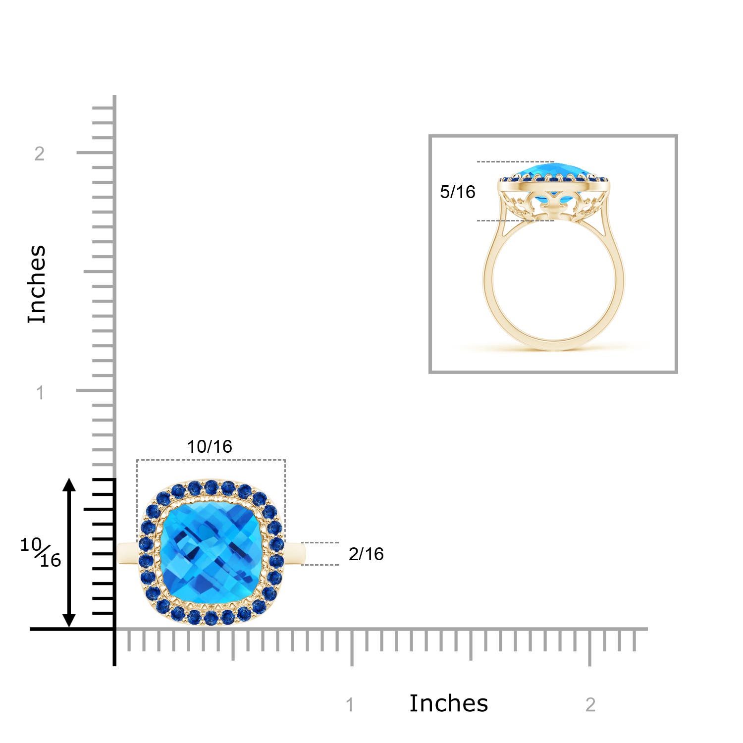 AAA - Swiss Blue Topaz / 5.37 CT / 14 KT Yellow Gold