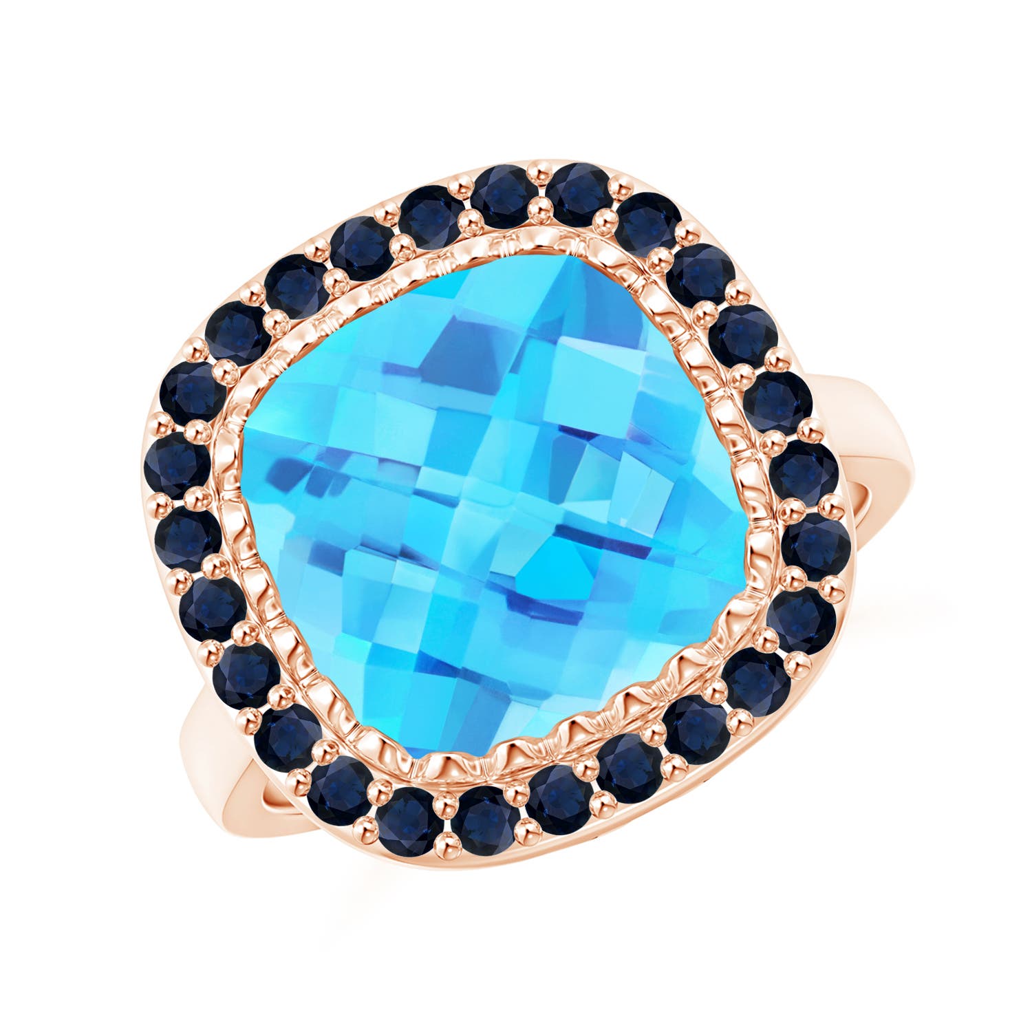 A - Swiss Blue Topaz / 6.33 CT / 14 KT Rose Gold