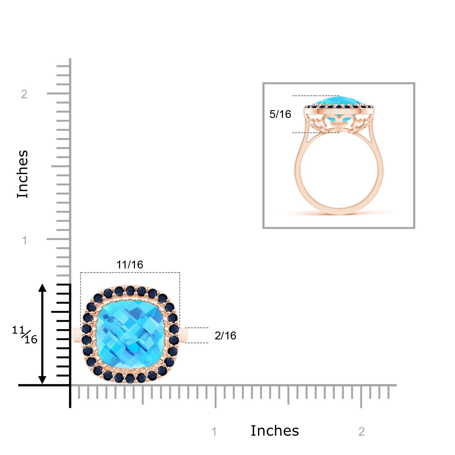 A - Swiss Blue Topaz / 6.33 CT / 14 KT Rose Gold