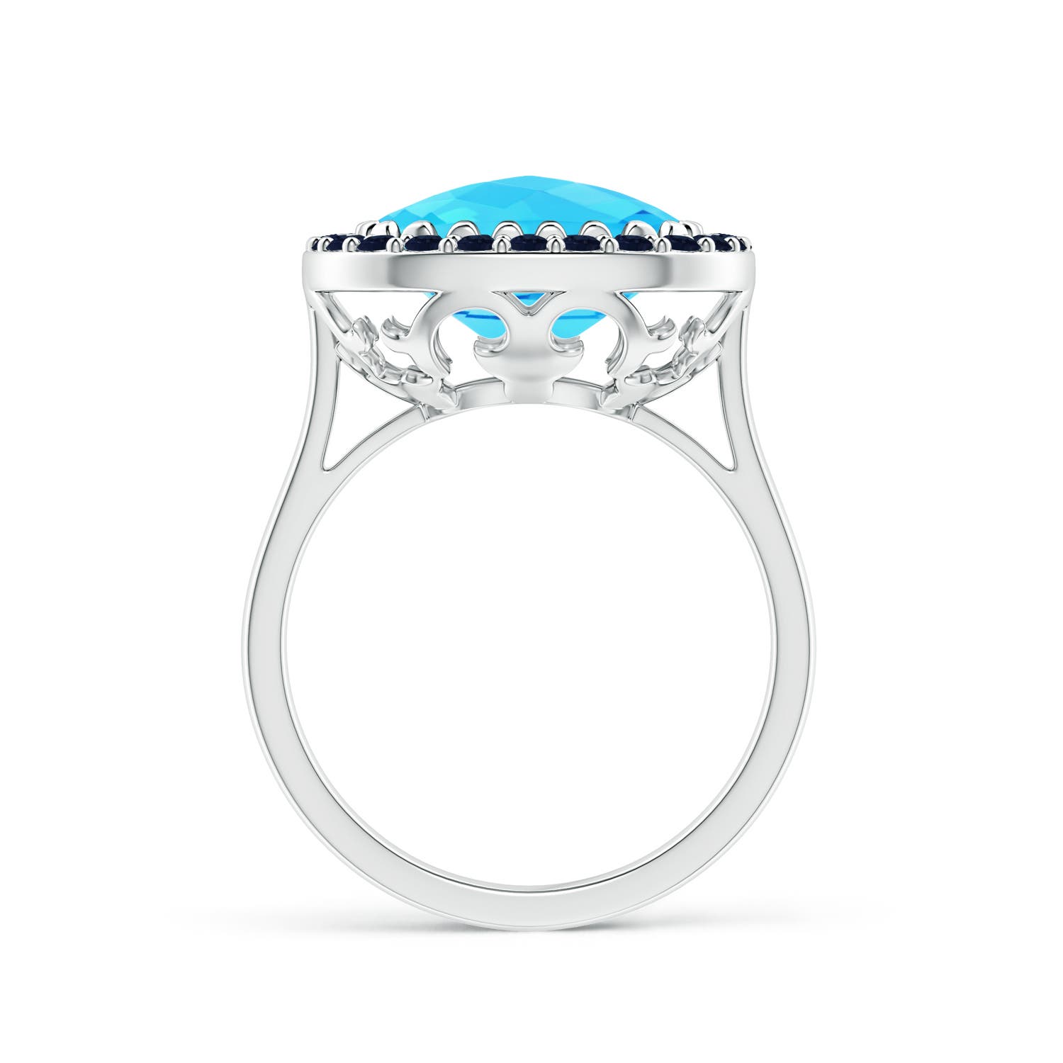 A - Swiss Blue Topaz / 6.33 CT / 14 KT White Gold