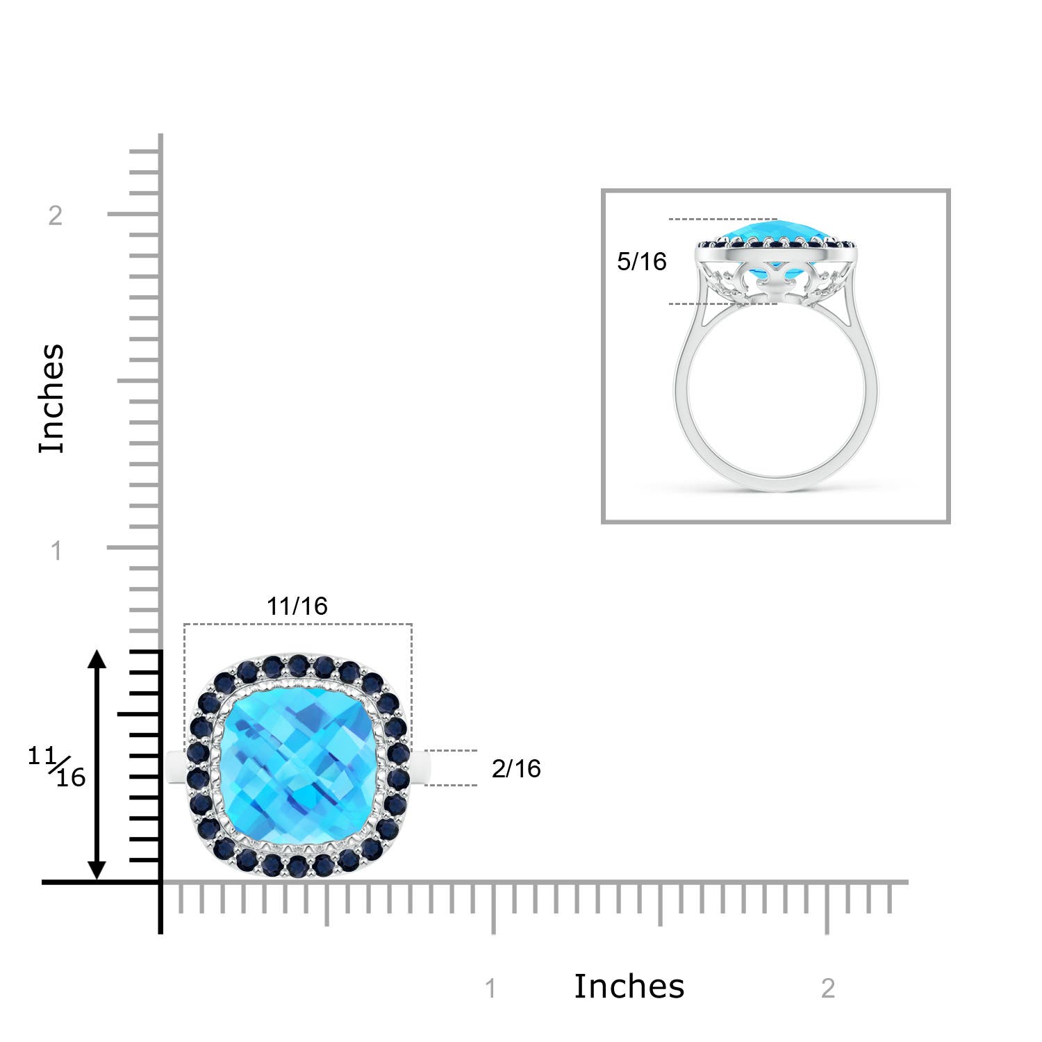 A - Swiss Blue Topaz / 6.33 CT / 14 KT White Gold