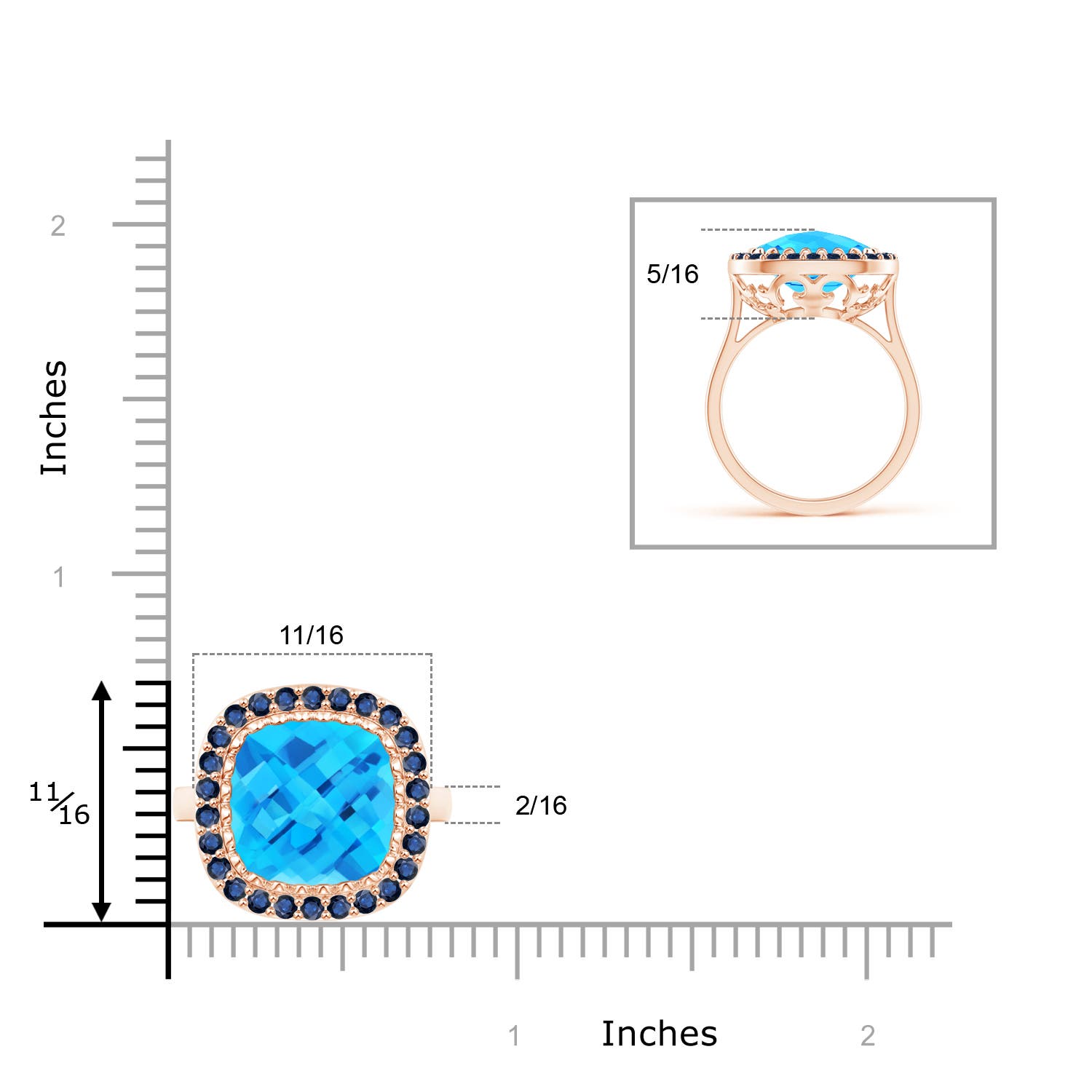 AA - Swiss Blue Topaz / 6.33 CT / 14 KT Rose Gold