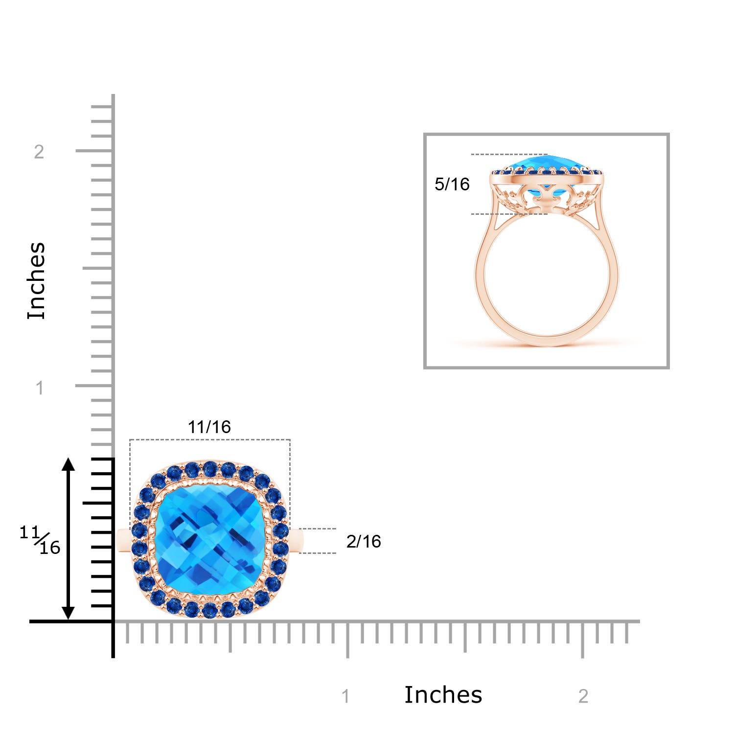 AAA - Swiss Blue Topaz / 6.33 CT / 14 KT Rose Gold