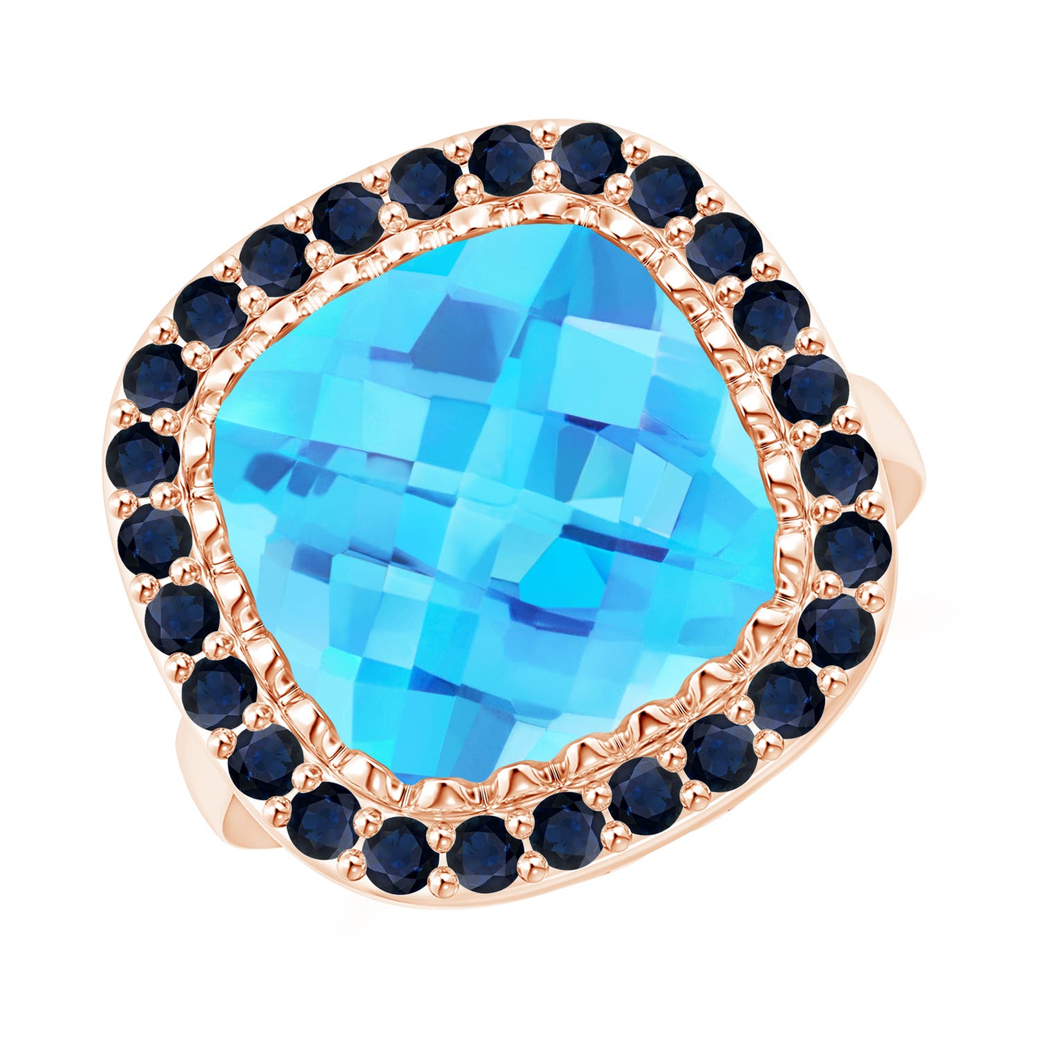 A - Swiss Blue Topaz / 8.16 CT / 14 KT Rose Gold