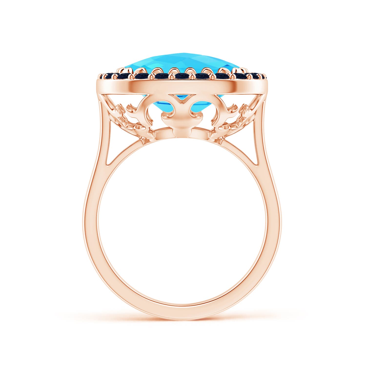 A - Swiss Blue Topaz / 8.16 CT / 14 KT Rose Gold