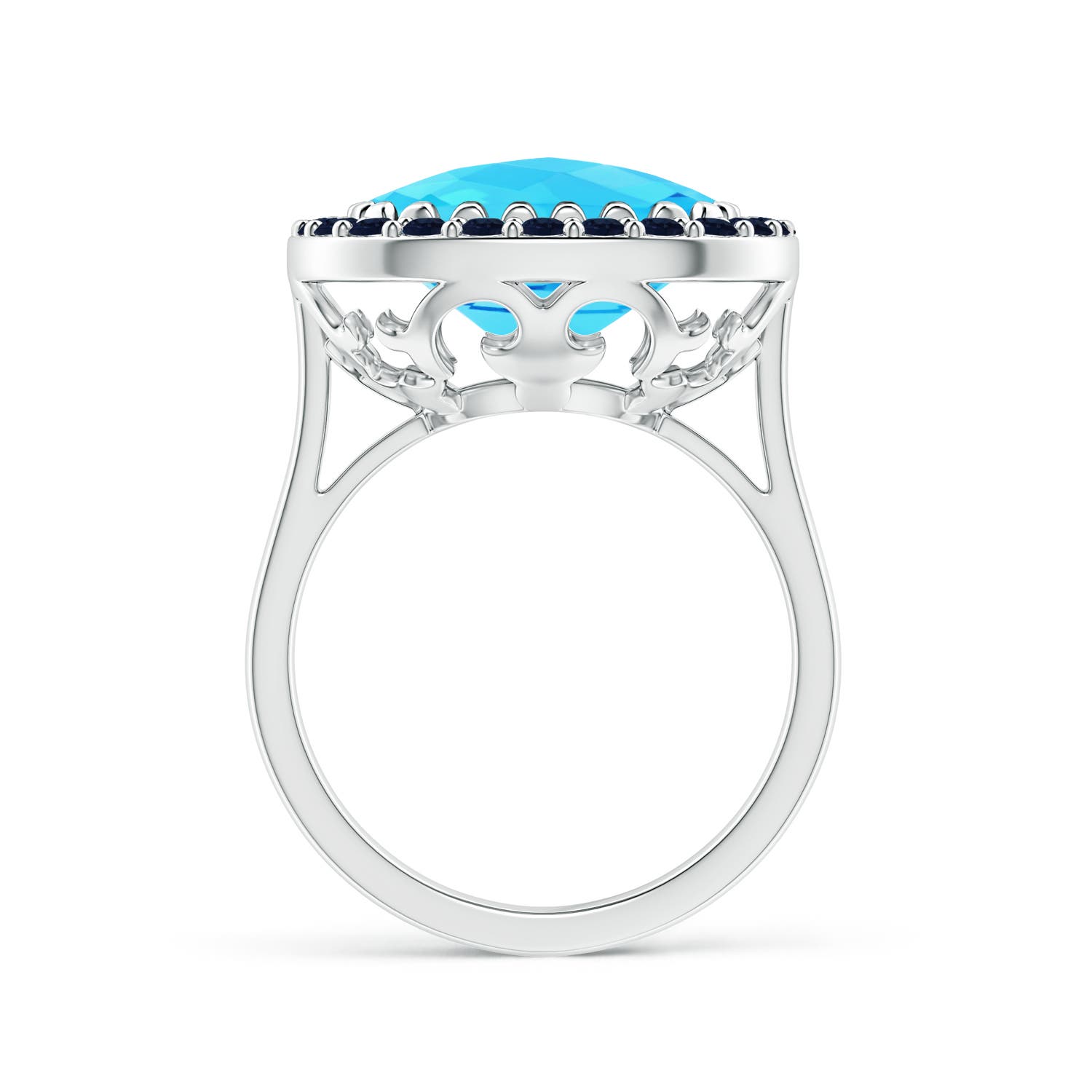 A - Swiss Blue Topaz / 8.16 CT / 14 KT White Gold