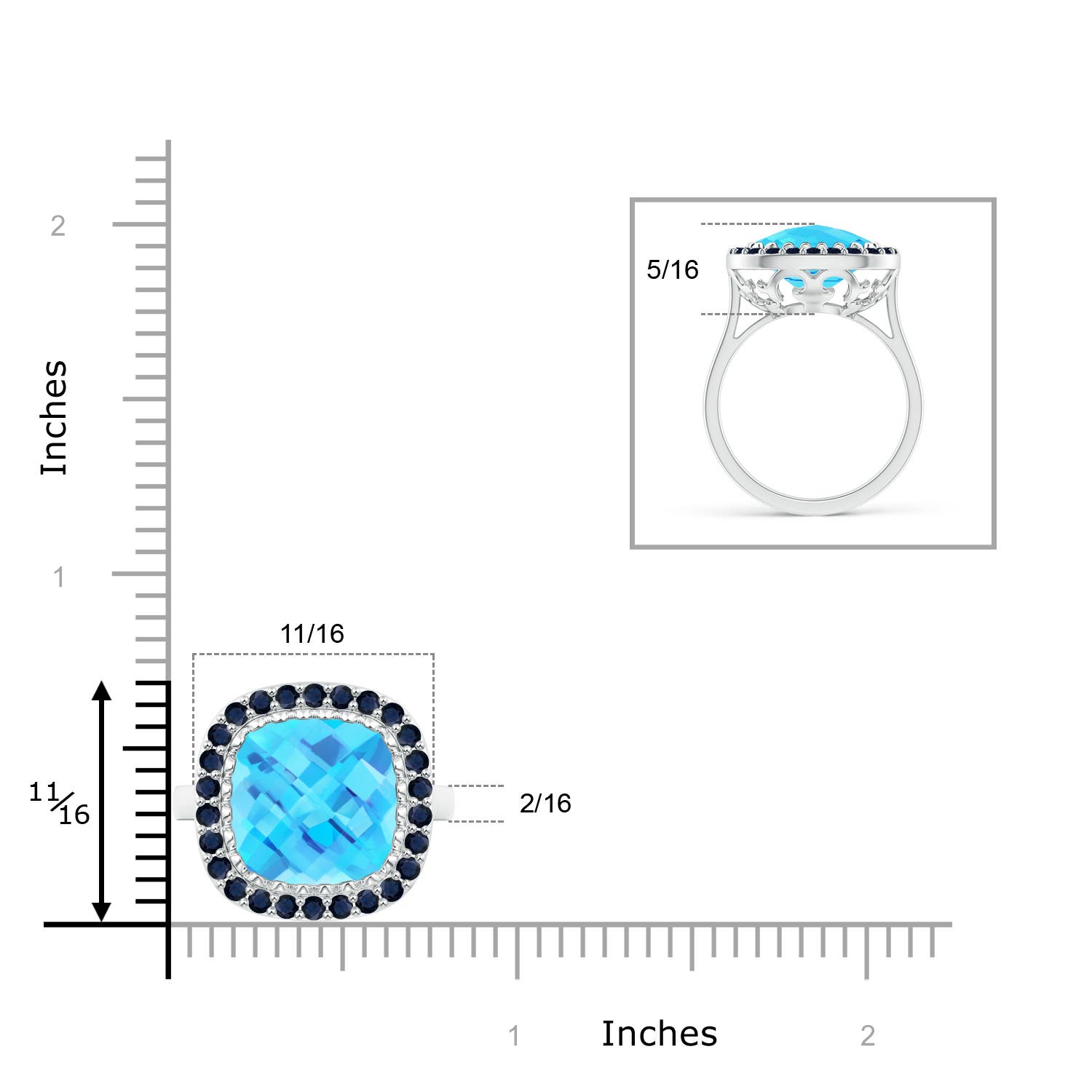 A - Swiss Blue Topaz / 8.16 CT / 14 KT White Gold