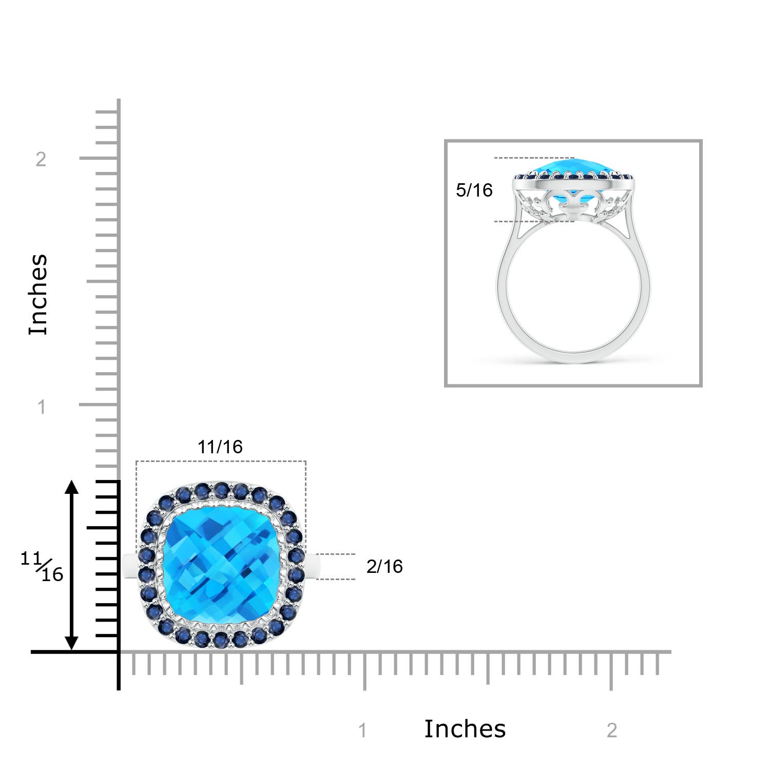 AA - Swiss Blue Topaz / 8.16 CT / 14 KT White Gold