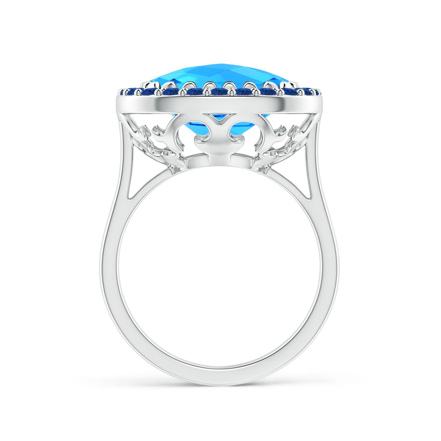 AAA - Swiss Blue Topaz / 8.16 CT / 14 KT White Gold