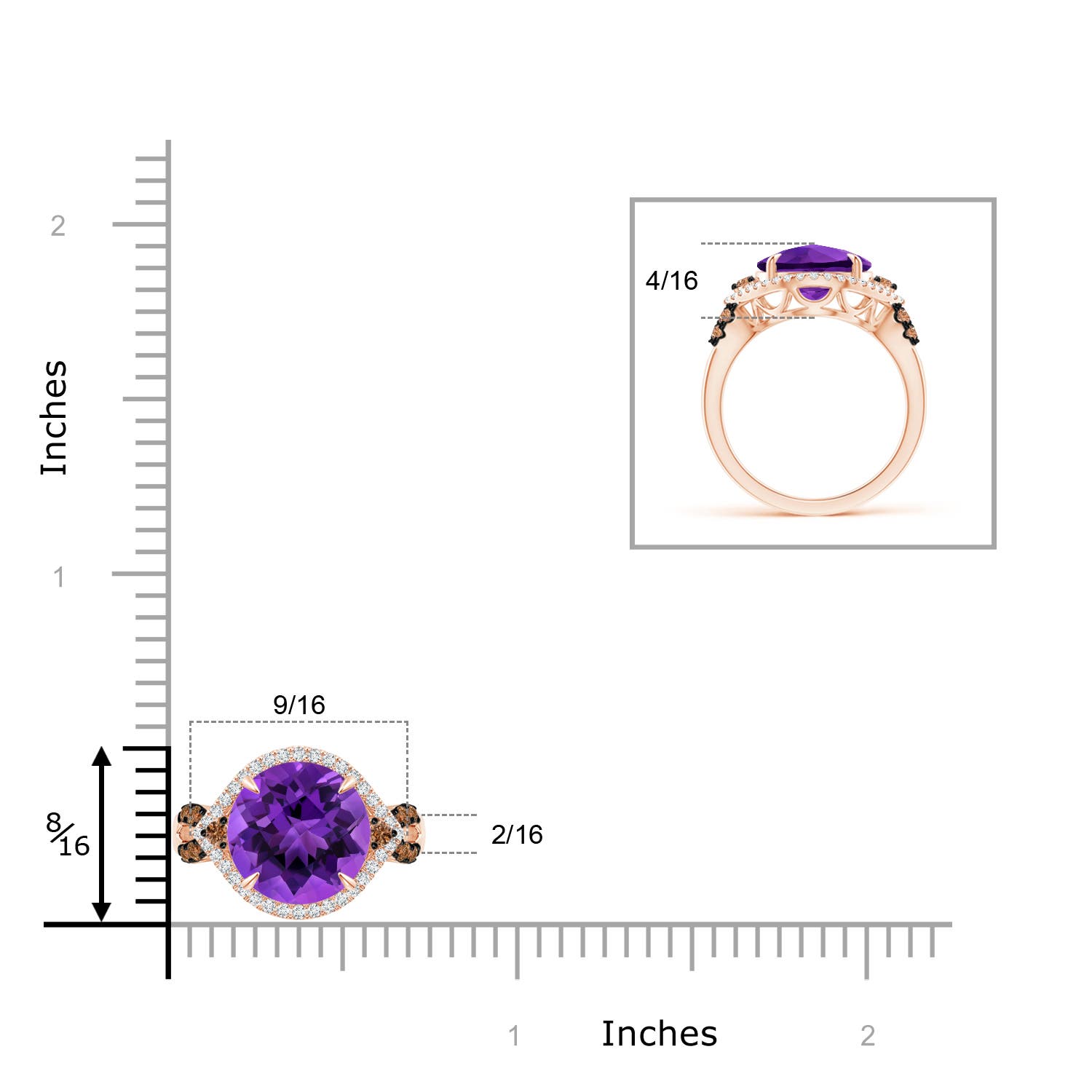 AAAA - Amethyst / 4.05 CT / 14 KT Rose Gold