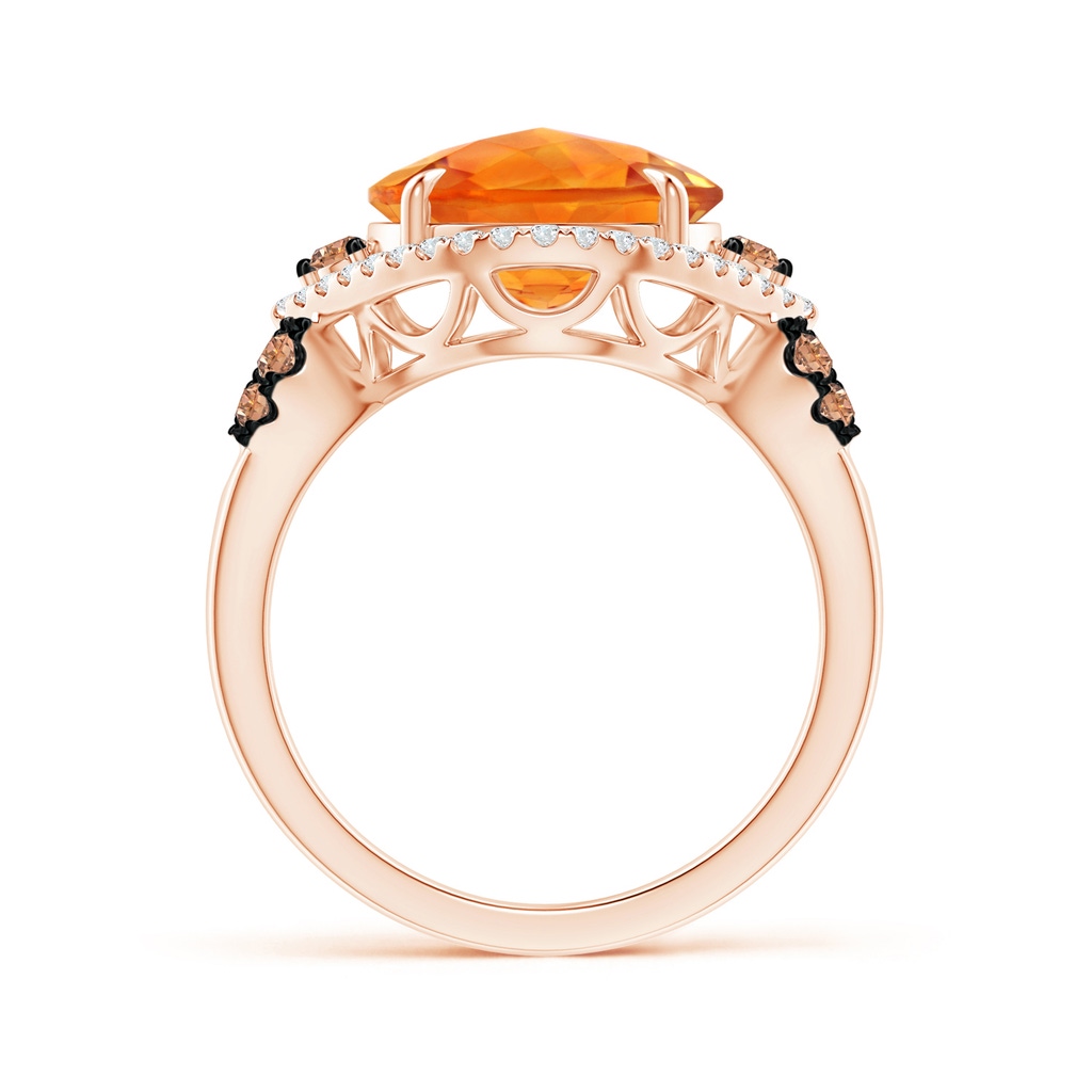 11mm AAAA Round Citrine Cocktail Ring with Coffee Diamond Accents in Rose Gold Product Image