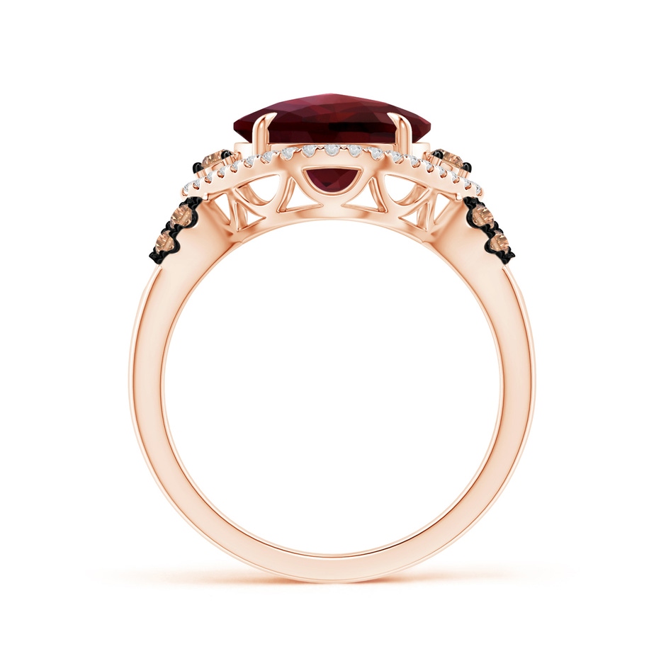 10mm AAA Round Garnet Cocktail Ring with Coffee Diamond Accents in Rose Gold product image