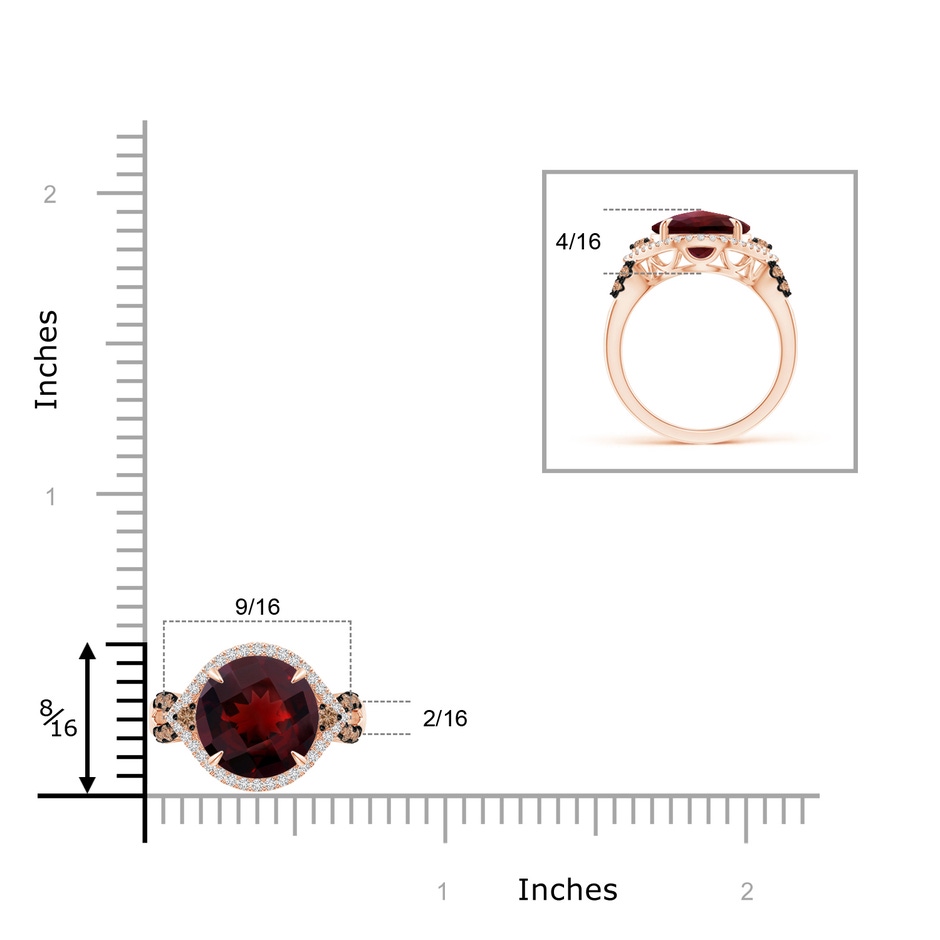 10mm AAA Round Garnet Cocktail Ring with Coffee Diamond Accents in Rose Gold product image