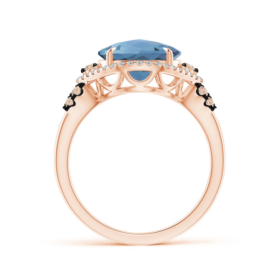 10mm A London Blue Topaz Cocktail Ring with Coffee Diamond Accents in Rose Gold product image