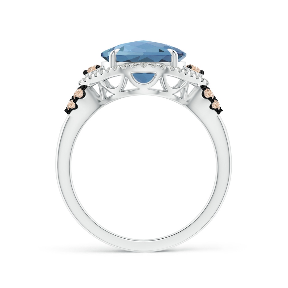 10mm A London Blue Topaz Cocktail Ring with Coffee Diamond Accents in White Gold product image