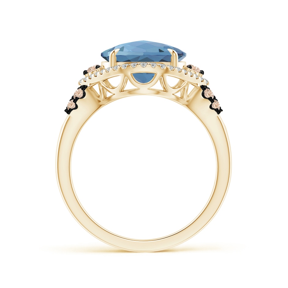 10mm A London Blue Topaz Cocktail Ring with Coffee Diamond Accents in Yellow Gold product image