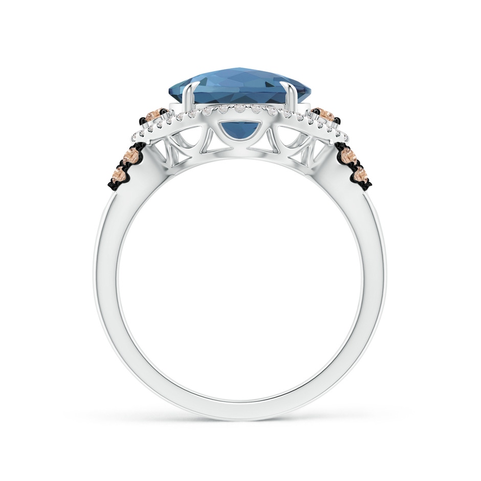 10mm AA London Blue Topaz Cocktail Ring with Coffee Diamond Accents in White Gold product image
