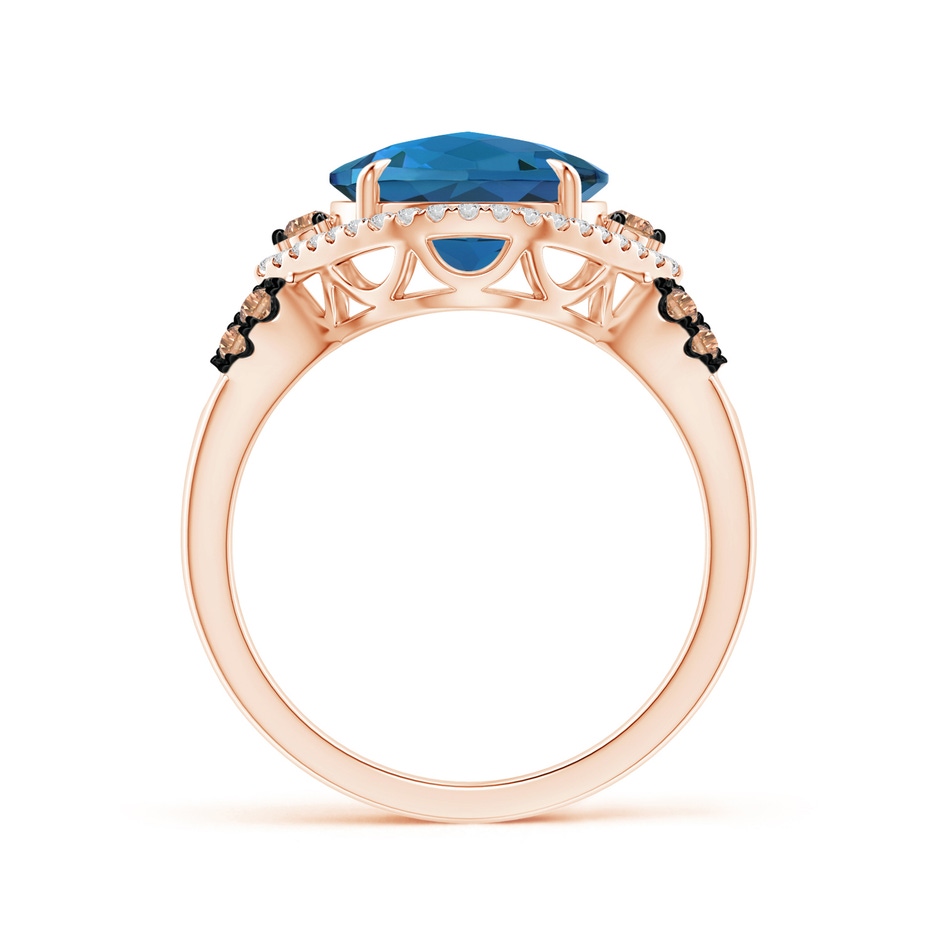 10mm AAA London Blue Topaz Cocktail Ring with Coffee Diamond Accents in Rose Gold product image