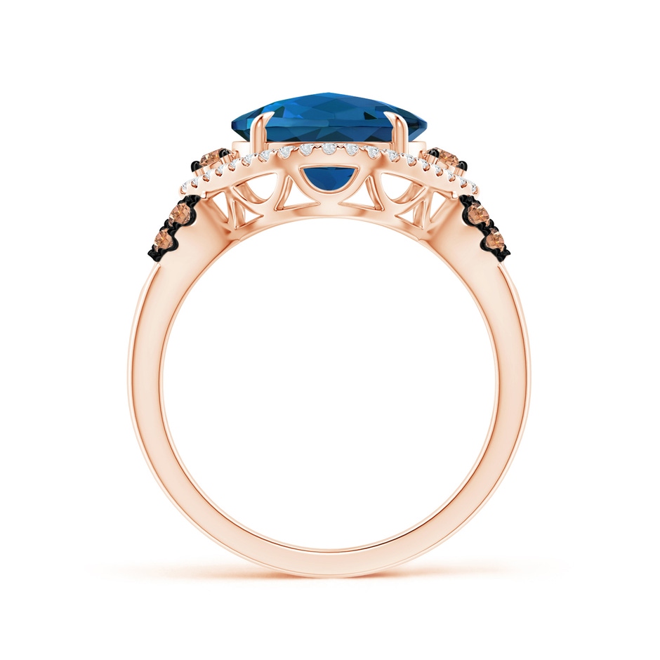 10mm AAAA London Blue Topaz Cocktail Ring with Coffee Diamond Accents in Rose Gold product image