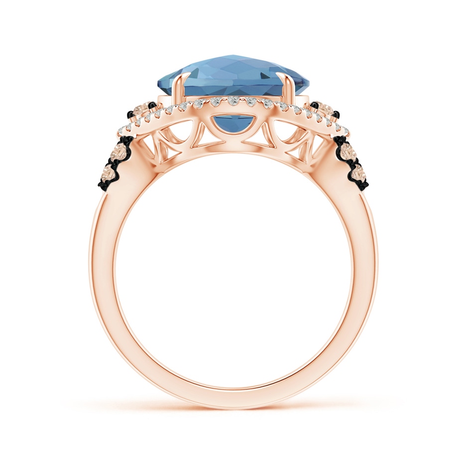 11mm A London Blue Topaz Cocktail Ring with Coffee Diamond Accents in Rose Gold product image