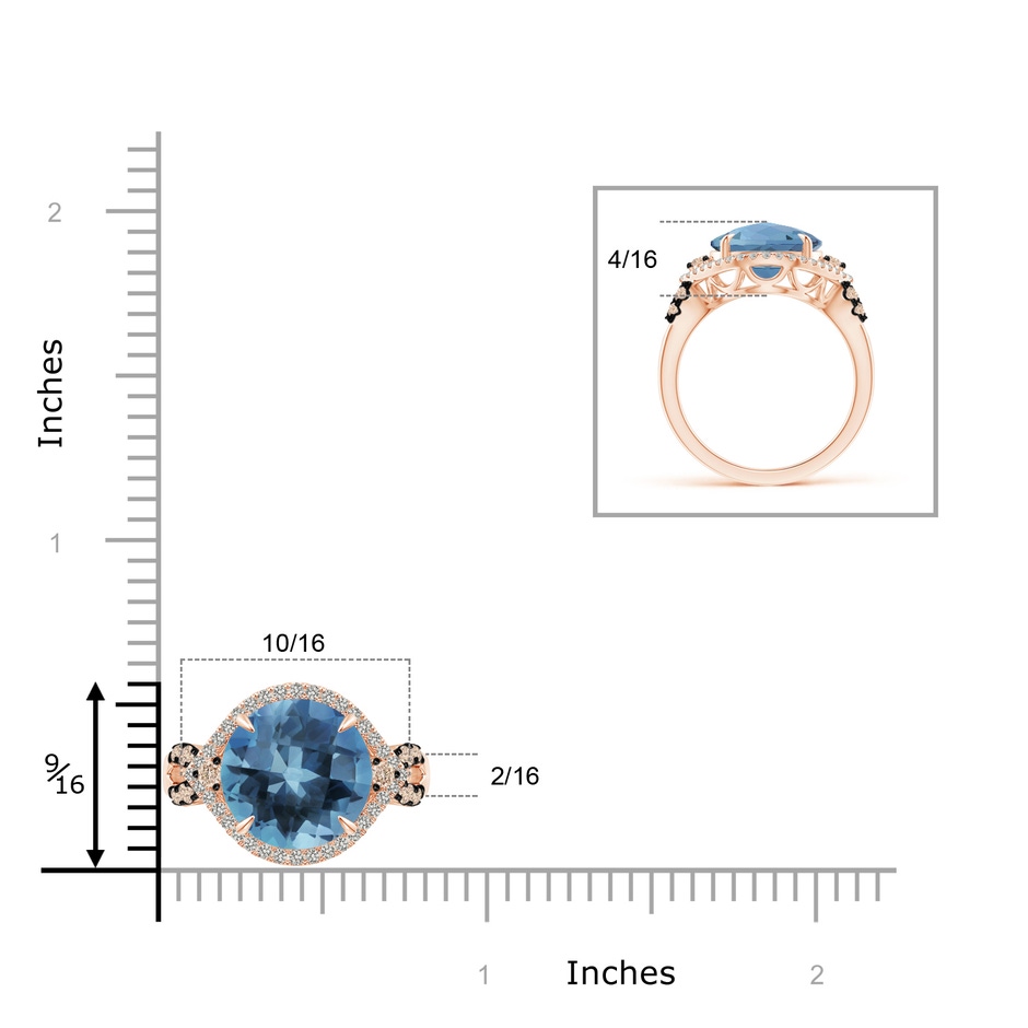 11mm A London Blue Topaz Cocktail Ring with Coffee Diamond Accents in Rose Gold product image