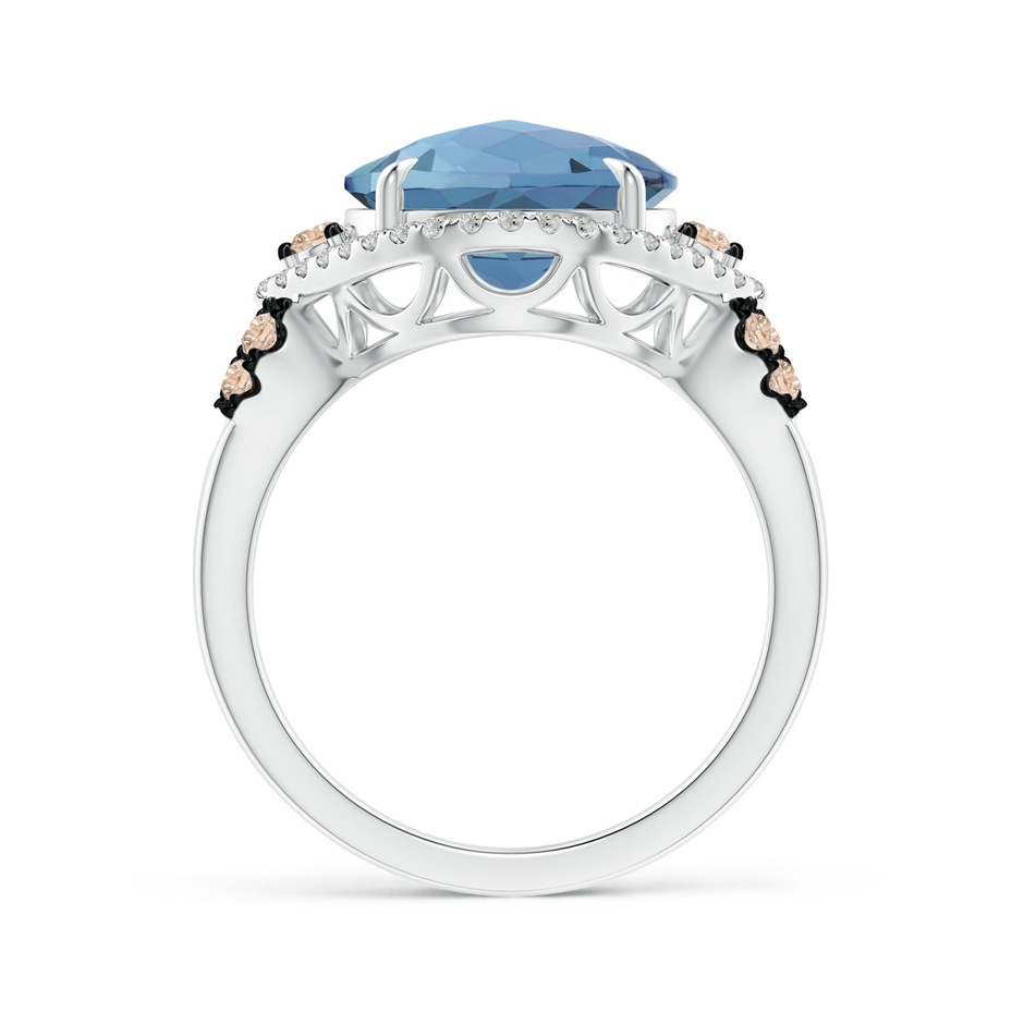 11mm A London Blue Topaz Cocktail Ring with Coffee Diamond Accents in White Gold product image