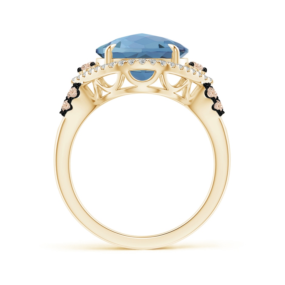 11mm A London Blue Topaz Cocktail Ring with Coffee Diamond Accents in Yellow Gold product image