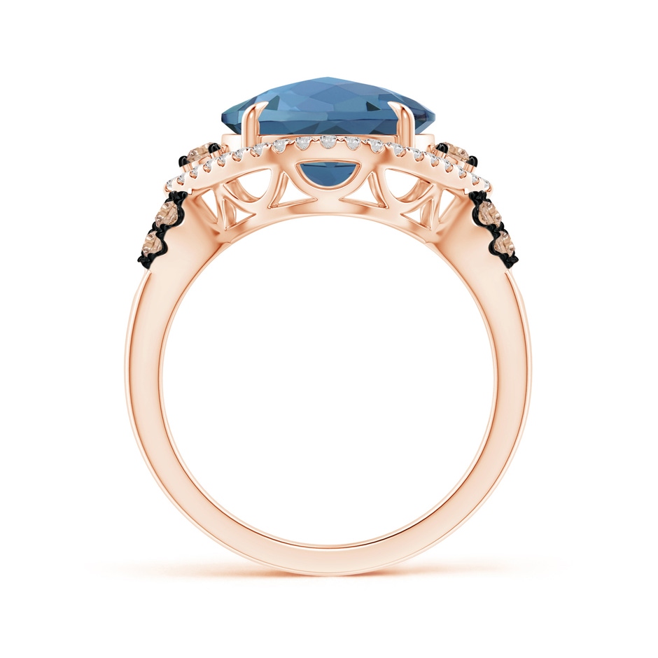 11mm AA London Blue Topaz Cocktail Ring with Coffee Diamond Accents in Rose Gold product image