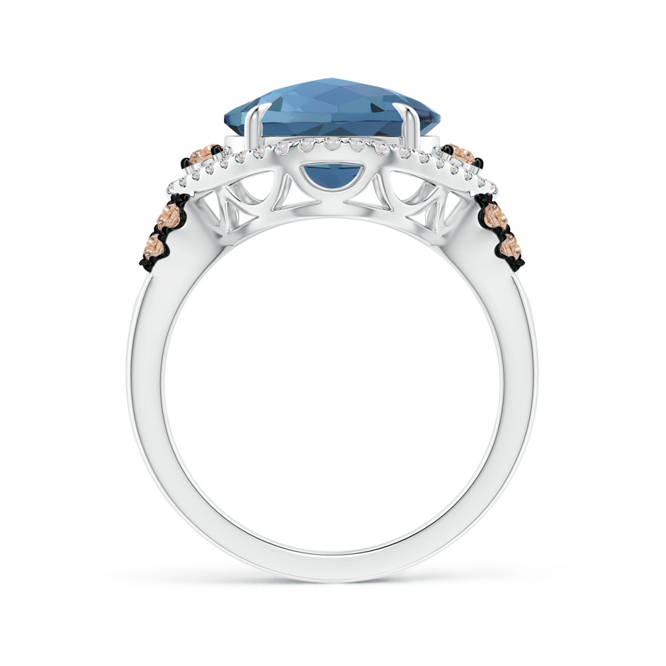 11mm AA London Blue Topaz Cocktail Ring with Coffee Diamond Accents in White Gold product image