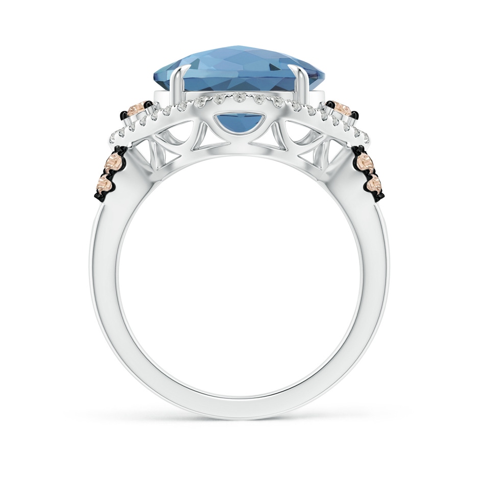 12mm A London Blue Topaz Cocktail Ring with Coffee Diamond Accents in White Gold product image