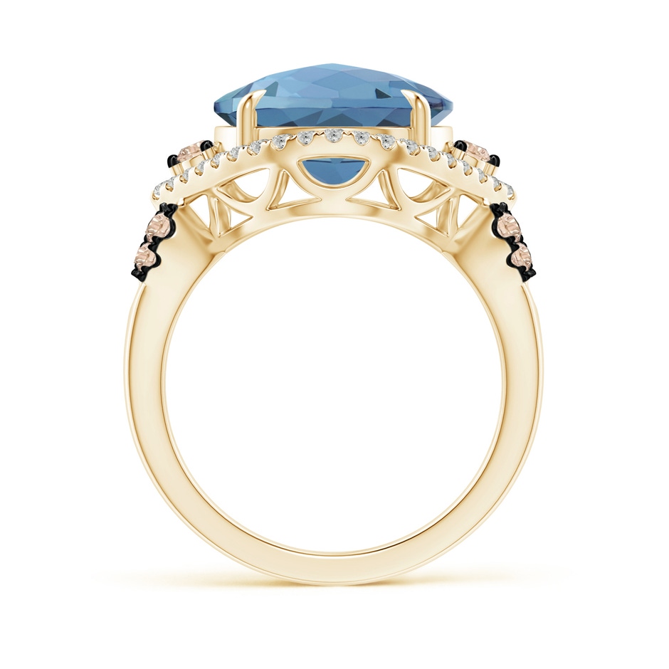 12mm A London Blue Topaz Cocktail Ring with Coffee Diamond Accents in Yellow Gold product image