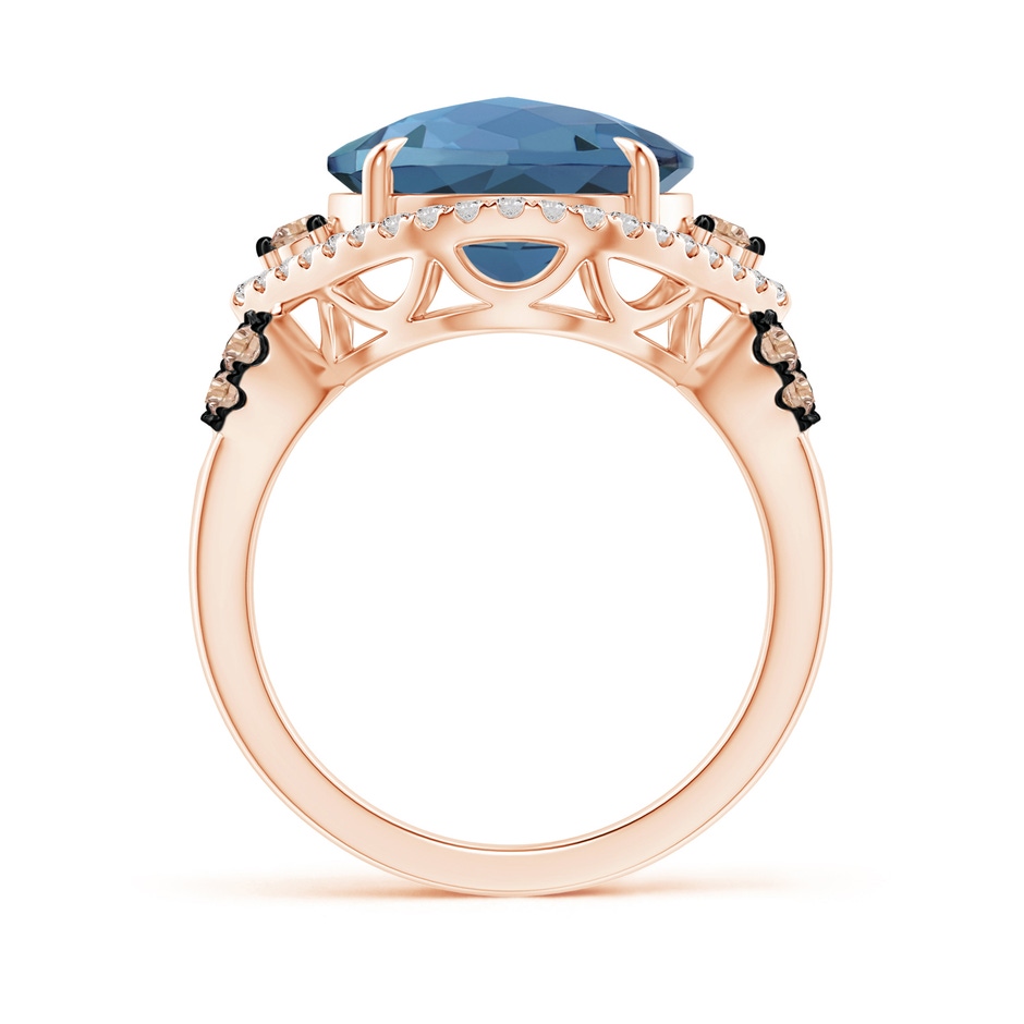 12mm AA London Blue Topaz Cocktail Ring with Coffee Diamond Accents in Rose Gold product image