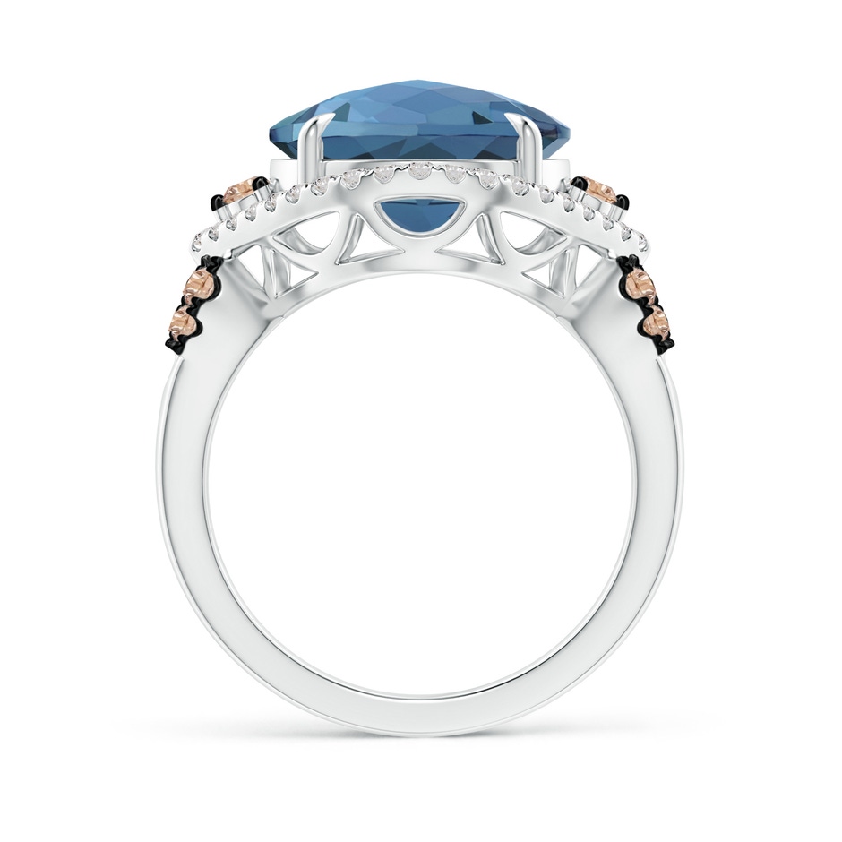 12mm AA London Blue Topaz Cocktail Ring with Coffee Diamond Accents in White Gold product image