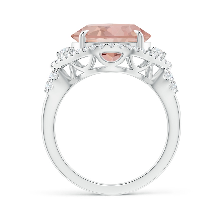 12mm AAAA Round Morganite Cocktail Ring with Diamond Accents in 18K White Gold product image