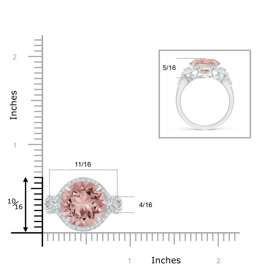 12mm AAAA Round Morganite Cocktail Ring with Diamond Accents in 18K White Gold product image