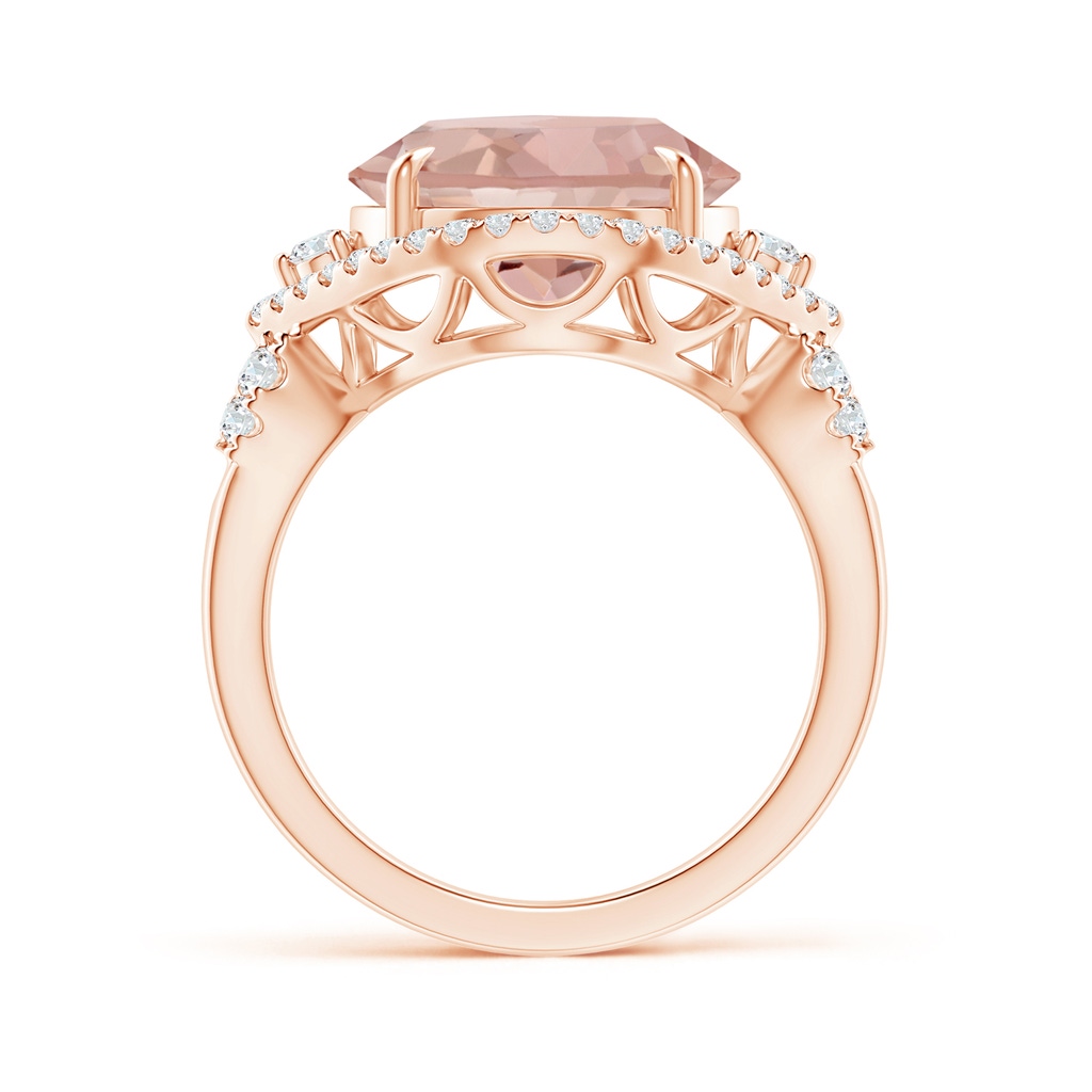 12mm AAAA Round Morganite Cocktail Ring with Diamond Accents in Rose Gold Product Image
