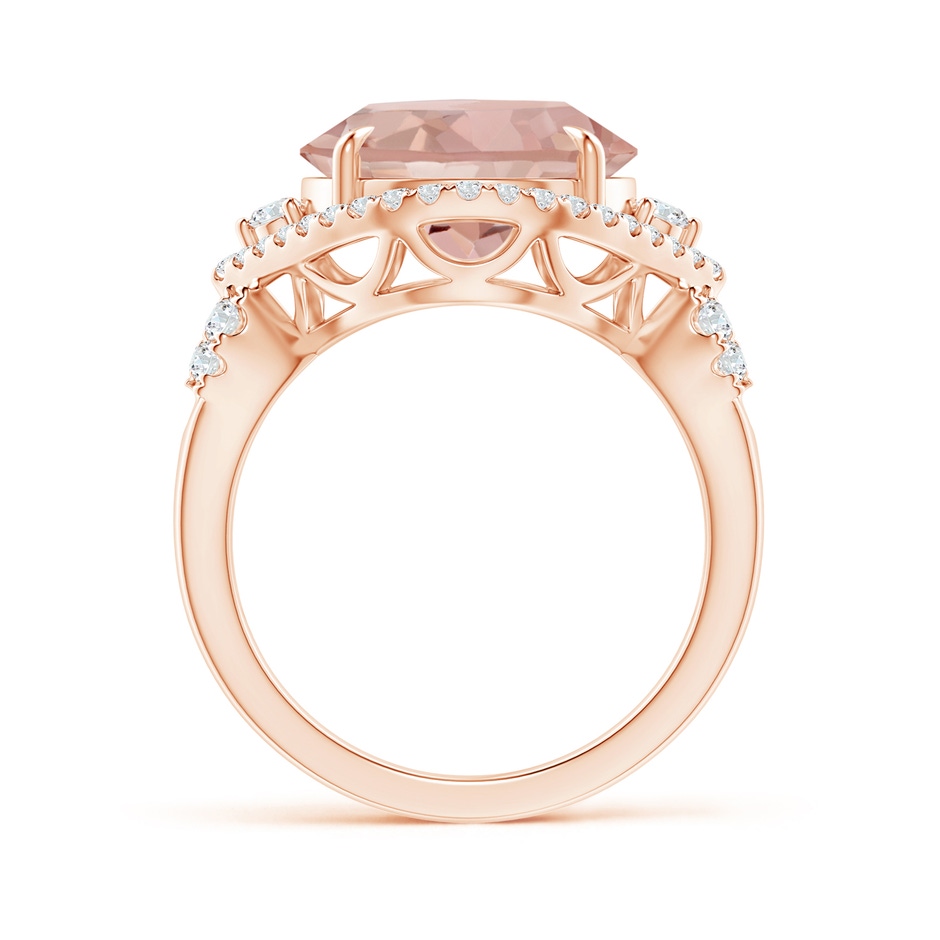 12mm AAAA Round Morganite Cocktail Ring with Diamond Accents in Rose Gold product image