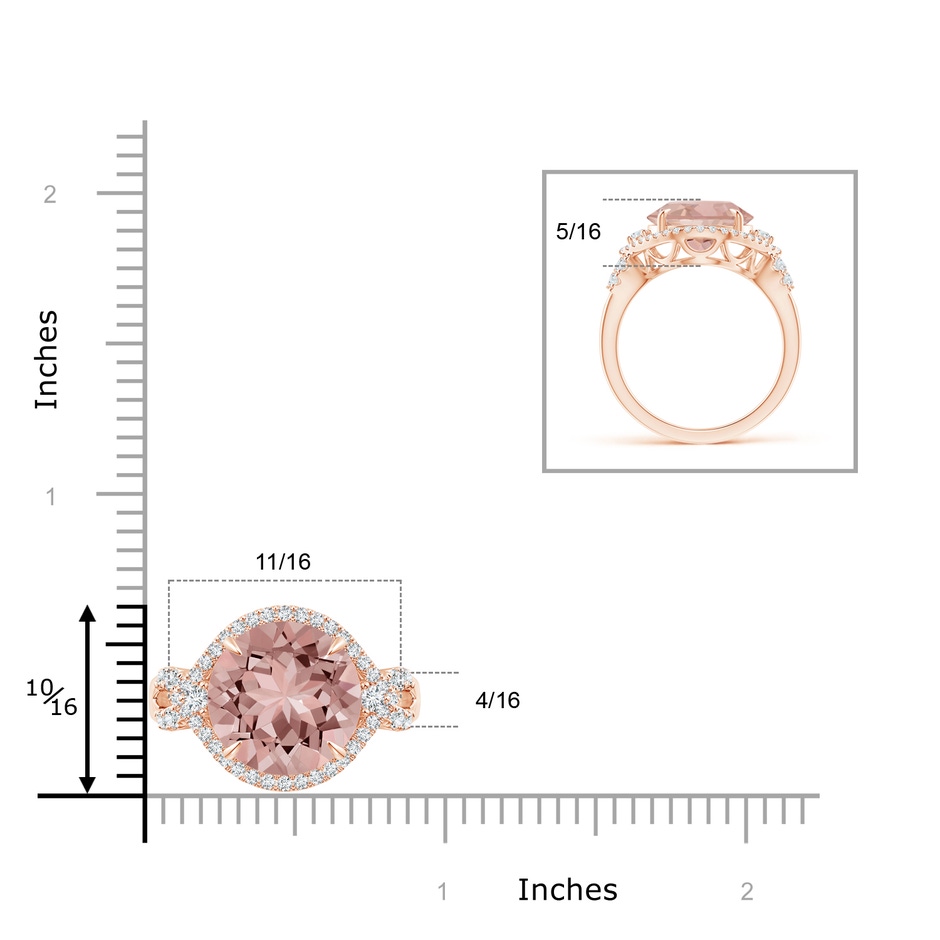 12mm AAAA Round Morganite Cocktail Ring with Diamond Accents in Rose Gold product image