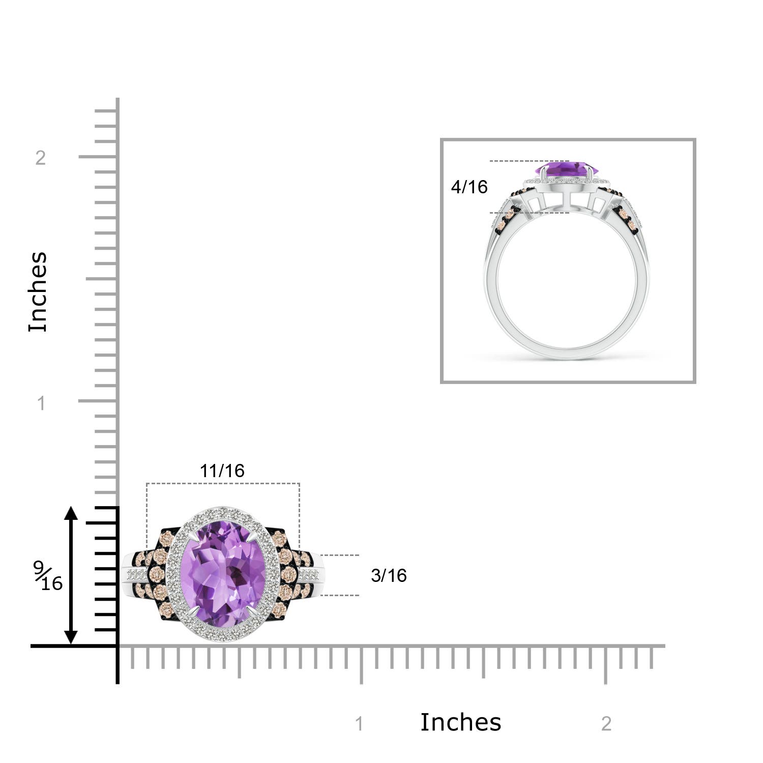 A - Amethyst / 3.8 CT / 14 KT White Gold