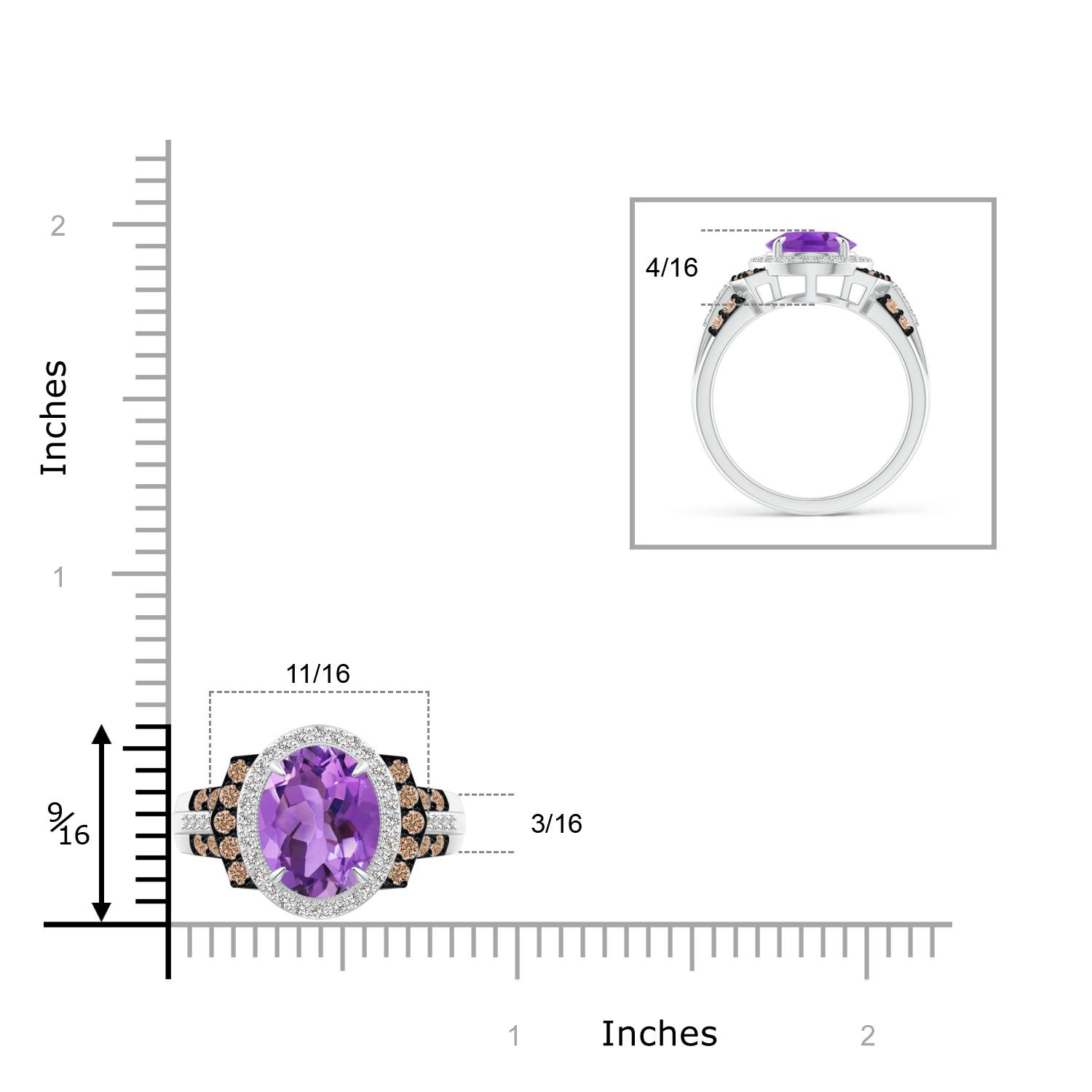 AA - Amethyst / 3.8 CT / 14 KT White Gold