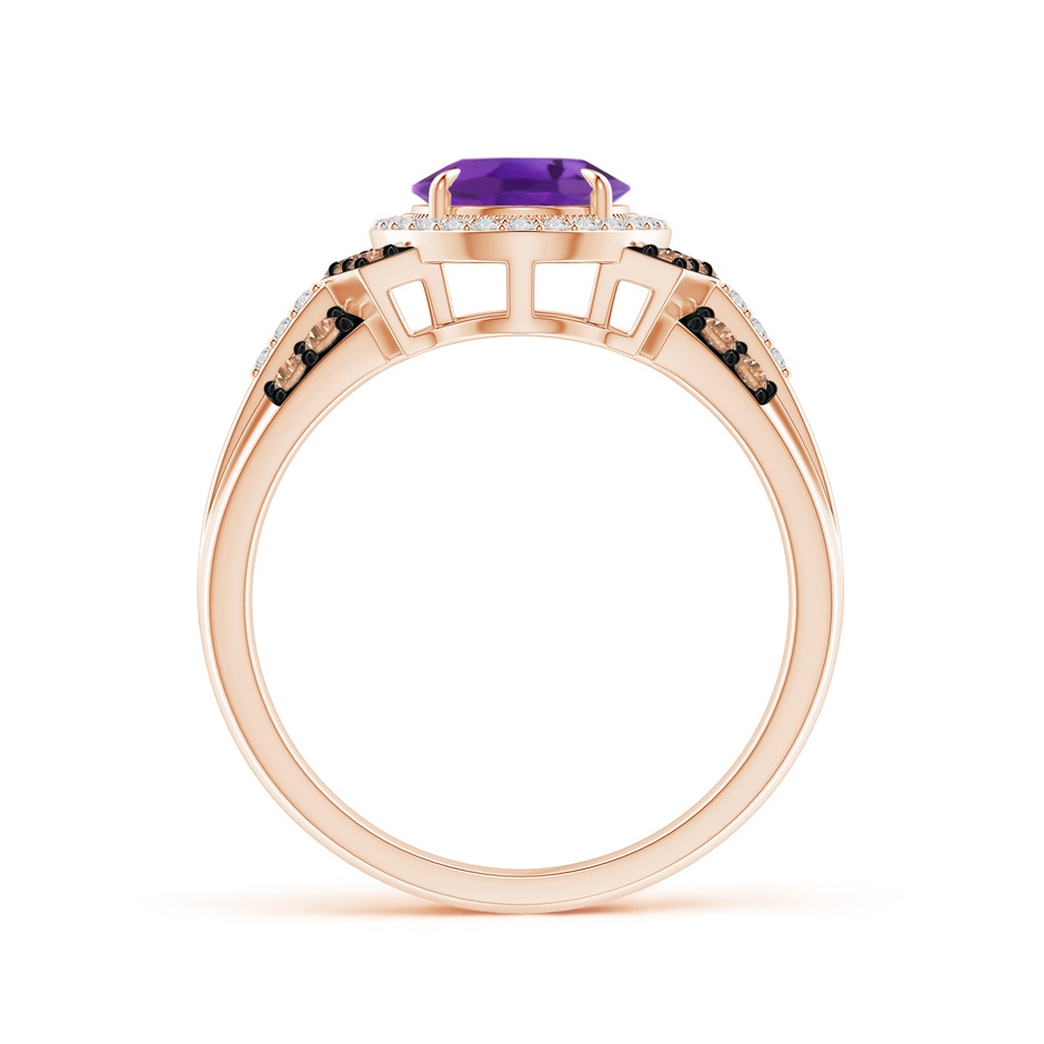 9x7mm AAA Vintage Style Amethyst Halo Cocktail Ring in Rose Gold product image